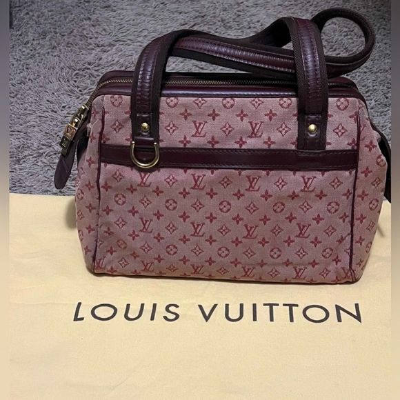 RARE vintage LV denim burgundy Josephine mini Lin. - Picture 4 of 14